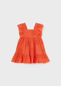 Baby Embroidery Ruffled Dress - Tangerine