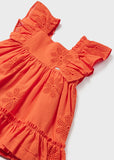 Baby Embroidery Ruffled Dress - Tangerine