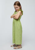 Girls Linen Jumpsuit - Apple