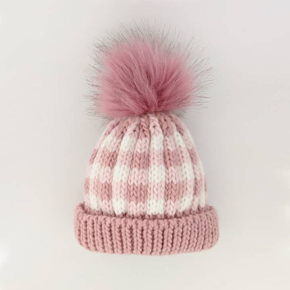 Pom Pom Beanie - Rosy Pink Buffalo