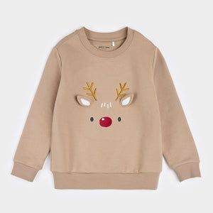 Little Reindeer on Taupe Fleece Sweatshirt