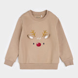 Little Reindeer on Taupe Fleece Sweatshirt