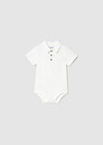 Baby Shortsleeve Bodysuit Polo - White