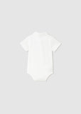 Baby Shortsleeve Bodysuit Polo - White