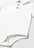 Baby Shortsleeve Bodysuit Polo - White