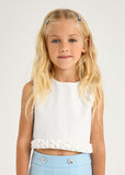 Girls Pleated Detail Top - Natural