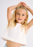 Girls Pleated Detail Top - Natural