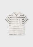 Boys Striped Polo Shirt with Pocket - Cream