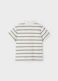 Boys Striped Polo Shirt with Pocket - Cream