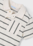 Boys Striped Polo Shirt with Pocket - Cream