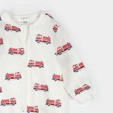Fire Truck Print on Off-White Sleeper