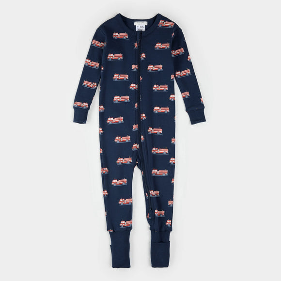 Fire Truck Print on Navy Blue Convertible Sleeper