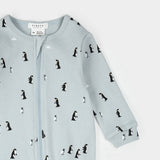 Penguin Print on Pearl Blue Sleeper