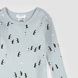 Penguin Print on Pearl Blue Infant PJ Set