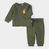 Pear Print on Fall Green Quilted Set