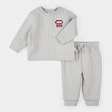 Fire Truck Print on Grey Quilted Jersey Set