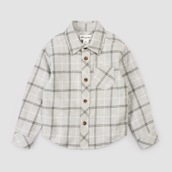 Light Grey Plaid Flannel Shirt - Baby