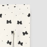 Glitter Bow Print On Off-White Set