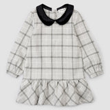 Yarn-Dye Plaid Flannel Collared Dress - Girls
