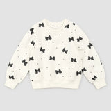 Glitter Bow Print On Off-White Sweatshirt