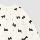 Glitter Bow Print On Off-White Sweatshirt