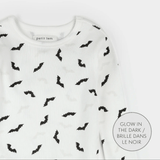 Bats Glow in the Dark Print on Off-White PJ Set - Kids