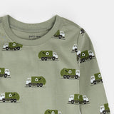 Recycling Truck Print on Fall Green PJ Set