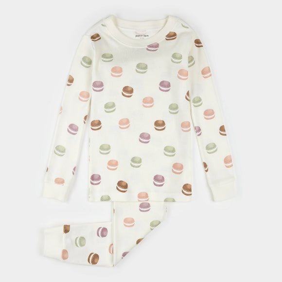 Macaron Print on Antique White PJ Set - Baby