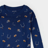 Football Play Print on Blue PJ Set - Kids