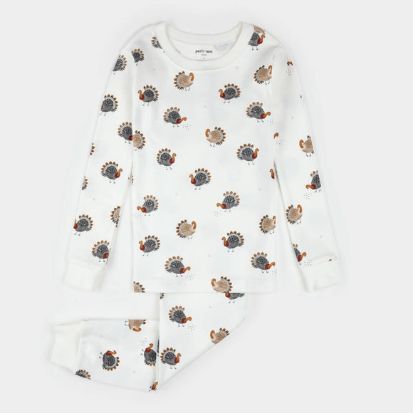 Turkey Print on Off-White PJ Set