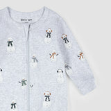 Snowman Print on Light Heather Grey Sleeper