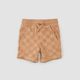 Boys Embossed Checkerboard Terry Cloth Shorts