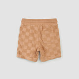 Boys Embossed Checkerboard Terry Cloth Shorts