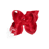 Double Ruffle/ Grosgrain Layered Hair Bow: White / 5.5" Huge