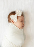Cotton Bow - Ivory Stripe Headband - Large