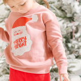 Merry and Bright Santa Sweatshirt - Pink