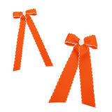 Moonstitch Two Tone Flat Bow Streamer (Orange & White): 3.5" Medium - 7/8" Ribbon on Alligator Clip