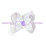 1/4"PANTYHOSE HEADBAND W/ CROCHET EDGE HAIR BOW: Red w/ White Crochet Edge / 4.5" Large