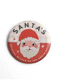 Santa's Helper Retro Christmas Style Button Pin