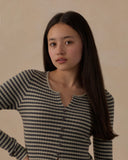 Teen Ribbed Long Sleeve Knit Tee - Midnight