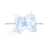 1/4"PANTYHOSE HEADBAND W/ CROCHET EDGE HAIR BOW: Red w/ White Crochet Edge / 4.5" Large