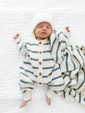 Knit Long Sleeve Onesie - Ocean Stripe