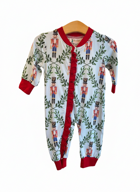 Baby Girl Red Nutcracker Footie Pajama
