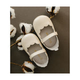 Mimi Girls Scalloped Mary Jane Crib Shoe (Infant) - Oyster