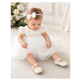 Mimi Girls Scalloped Mary Jane Crib Shoe (Infant) - Oyster