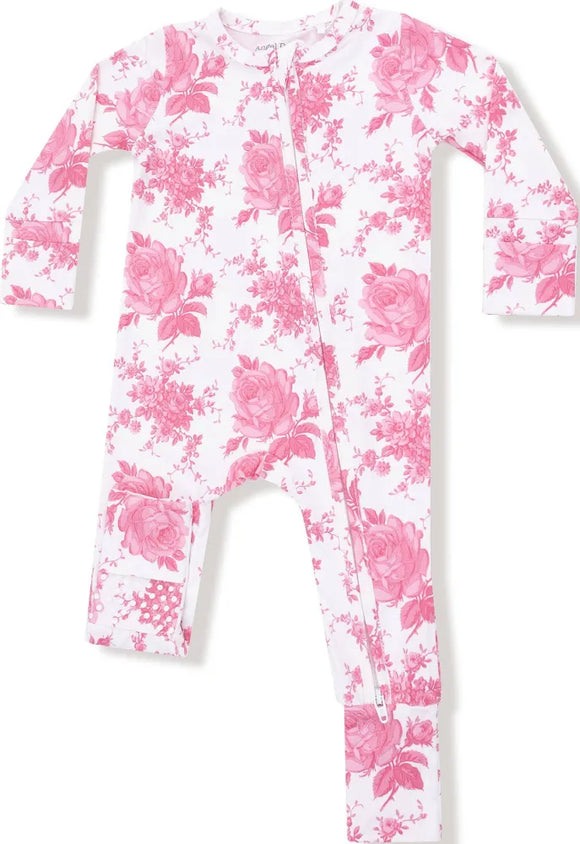 Vintage Pink Roses - 2 Way Zipper Romper