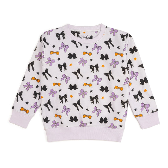 Lavender Spooky Bows Halloween Sweatshirt - Baby Girl