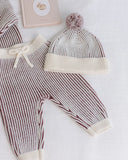Beanie - Black Cherry Stripe