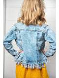 Light Wash Faded Denim Fringe Jacket