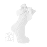 Scottish Yarn Openwork Knee Socks with Bow - Several Colors!